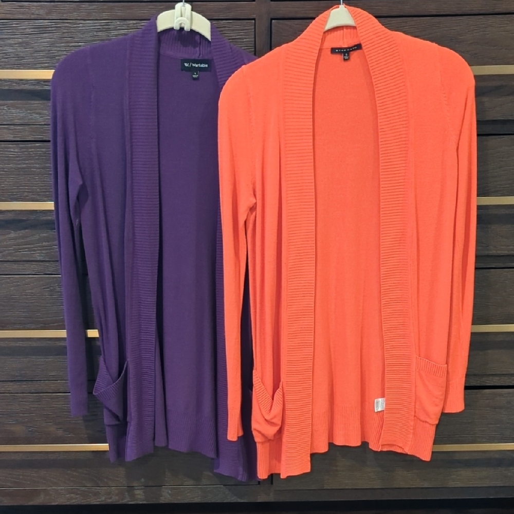 Women's Purple and Orange Cardigan Sweaters